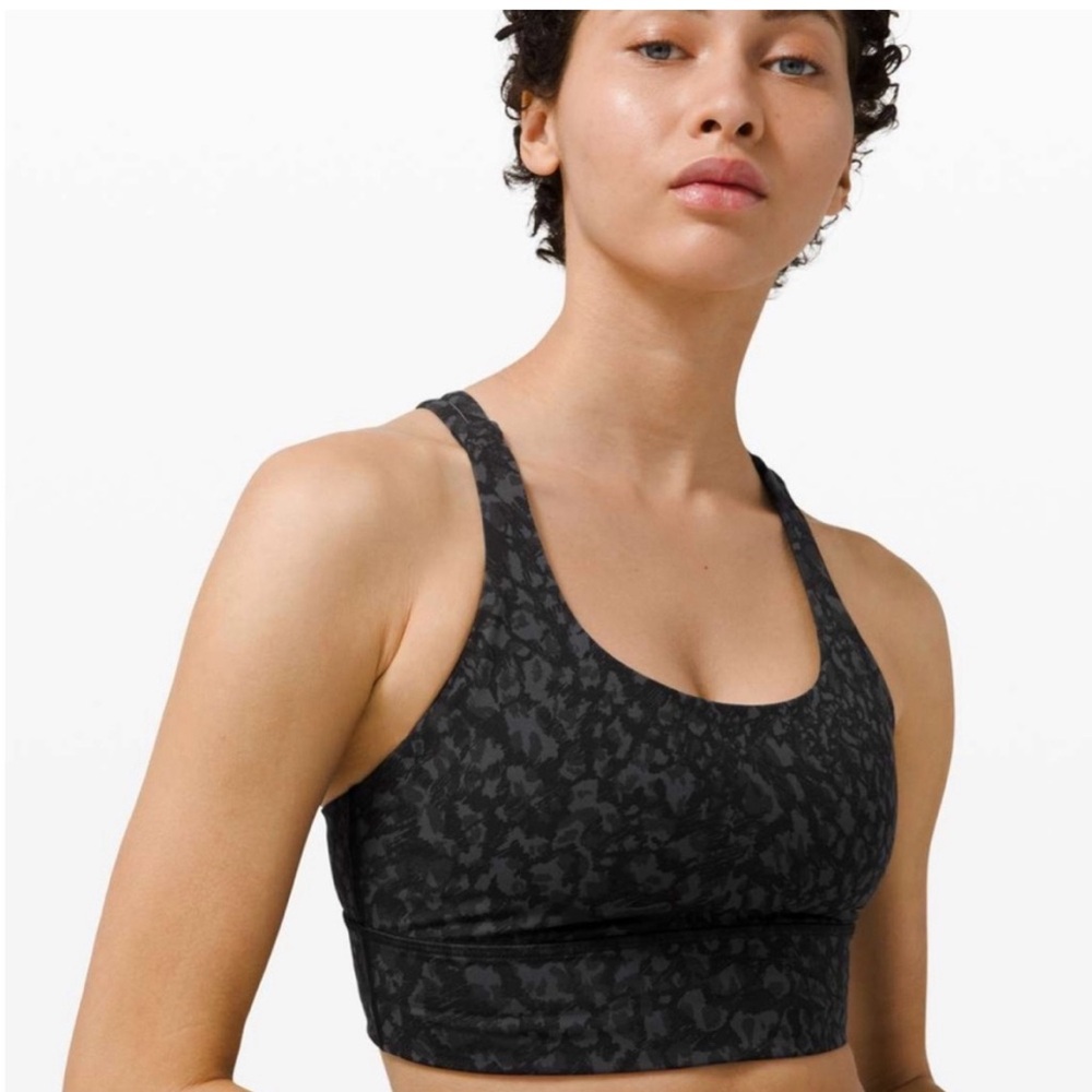 Lululemon Energy Bra in Wild Thing Camo Deep Coal Multi, Size 10